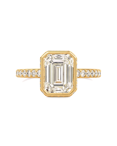 The Odalys — Emerald Bezel Hidden-Halo Engagement Ring