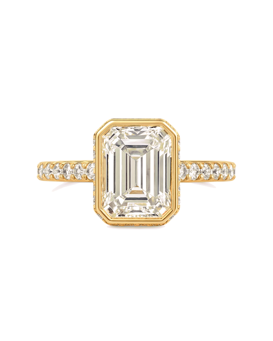 The Odalys — Emerald Bezel Hidden-Halo Engagement Ring