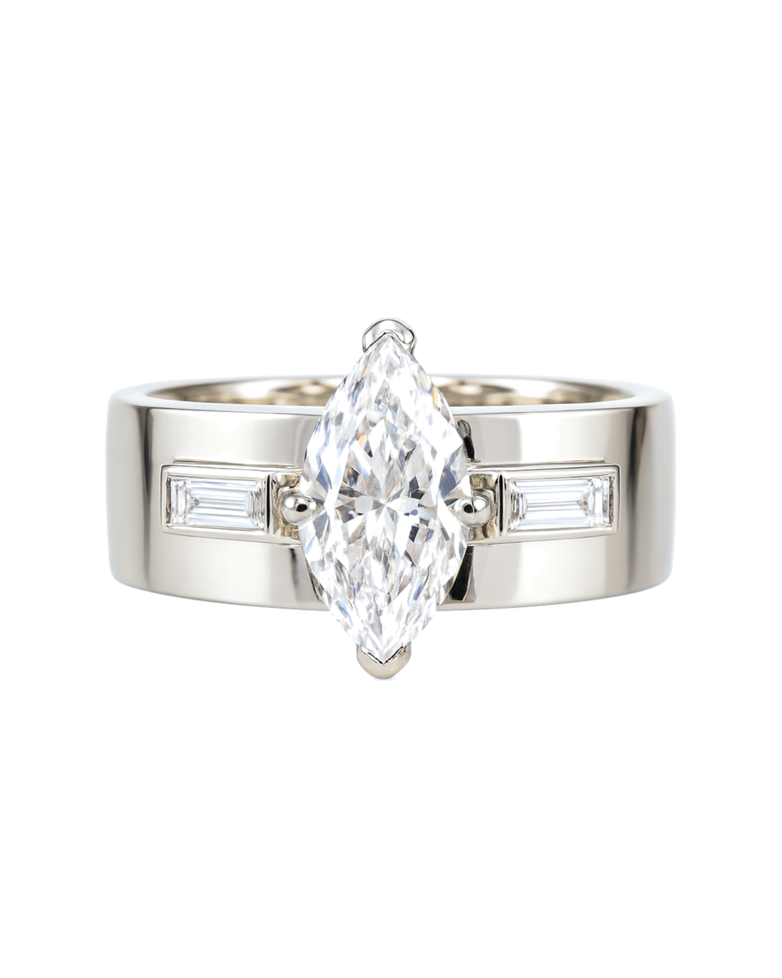 The Oriane — Marquise & Baguette Wide-Band Engagement Ring