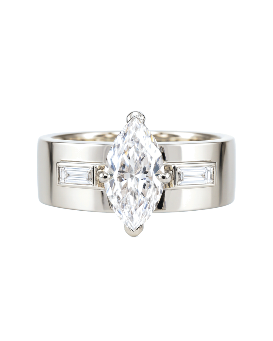 The Oriane — Marquise & Baguette Wide-Band Engagement Ring