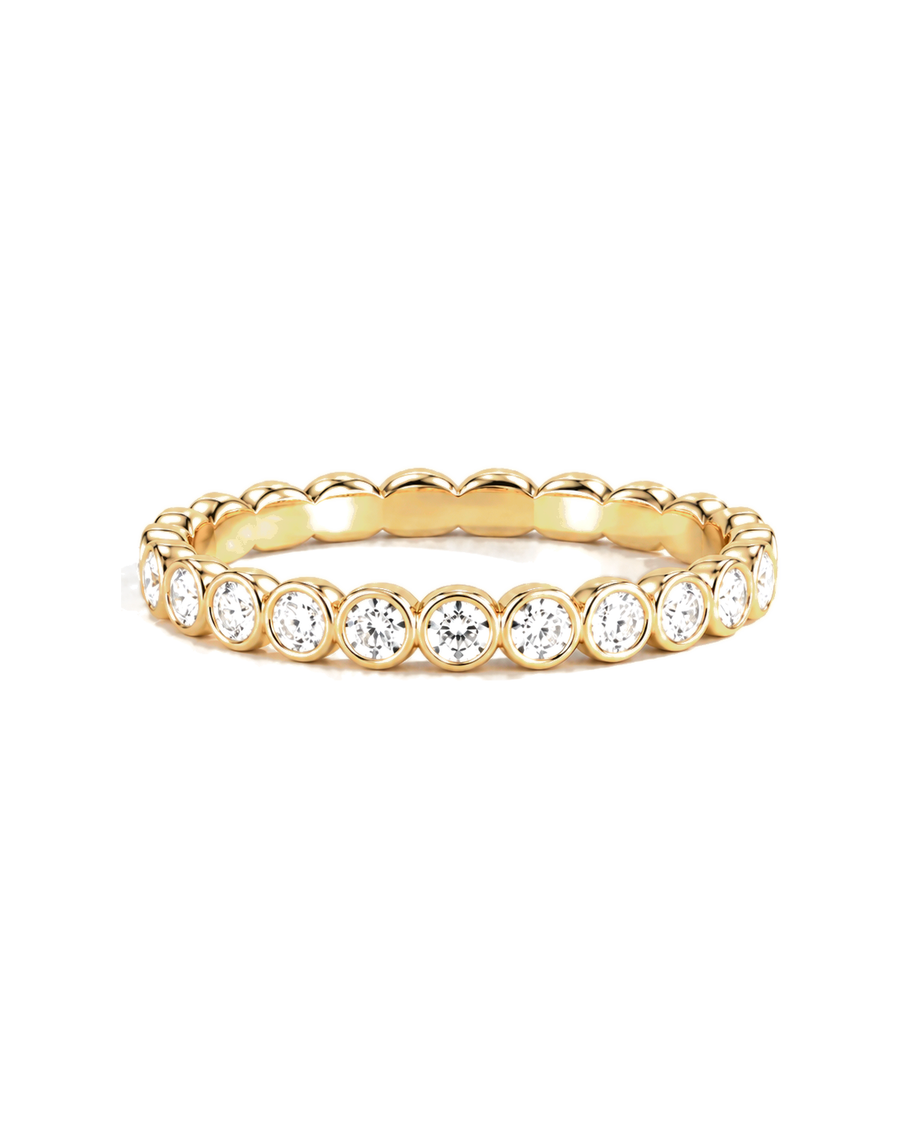The Pearl — Round Bezel Diamond Wedding Band
