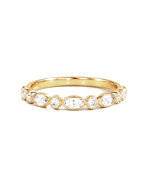 The Petal — Alternating Marquise & Round Wedding Band