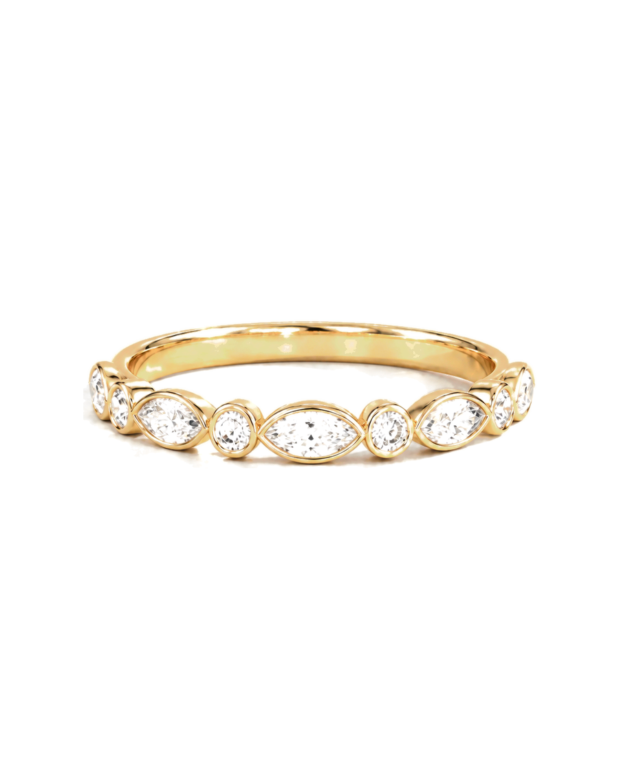 The Petal — Alternating Marquise & Round Wedding Band