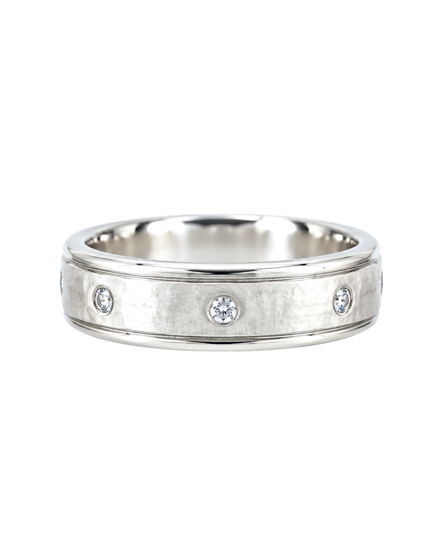 The Tide — Textured Flush-Set Wedding Band
