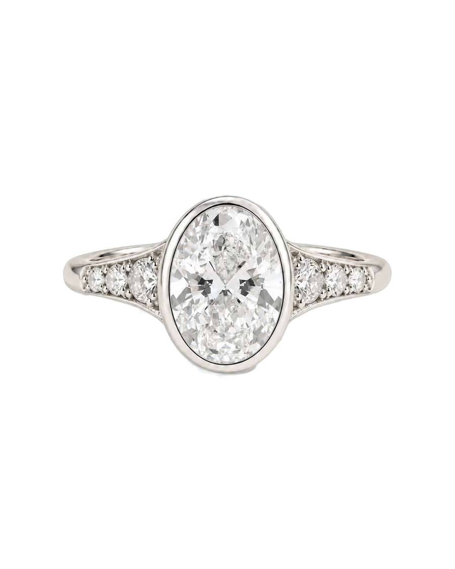 The Vivienne — Oval Bezel Pavé Engagement Ring