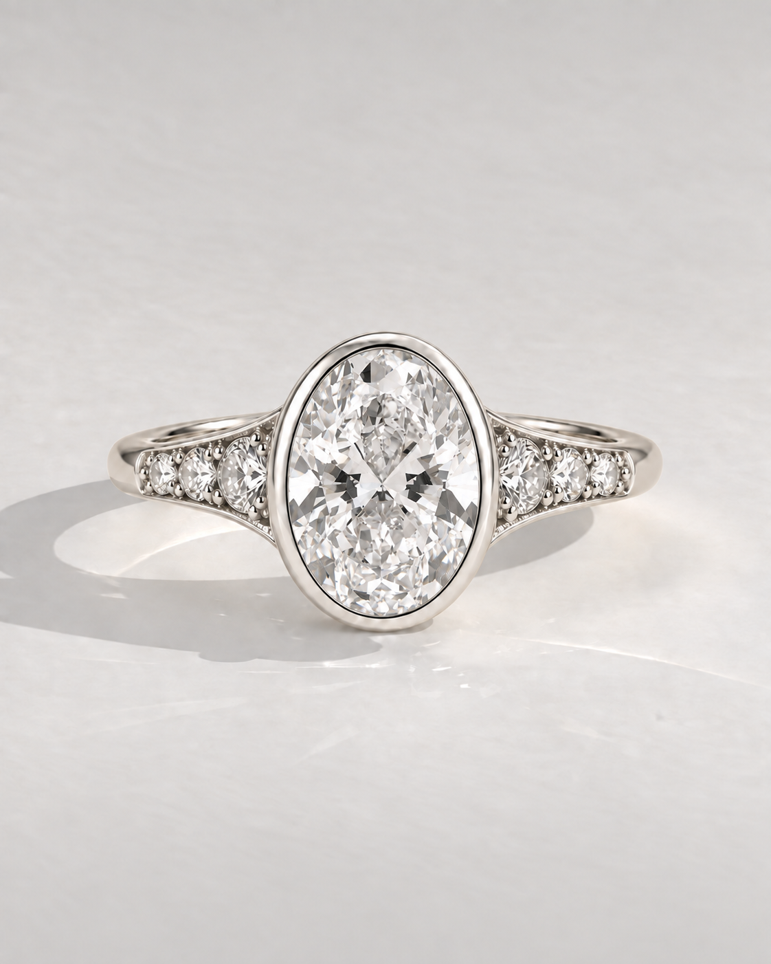 Vivienne Oval Bezel Pavé in 14k white gold — design visualization