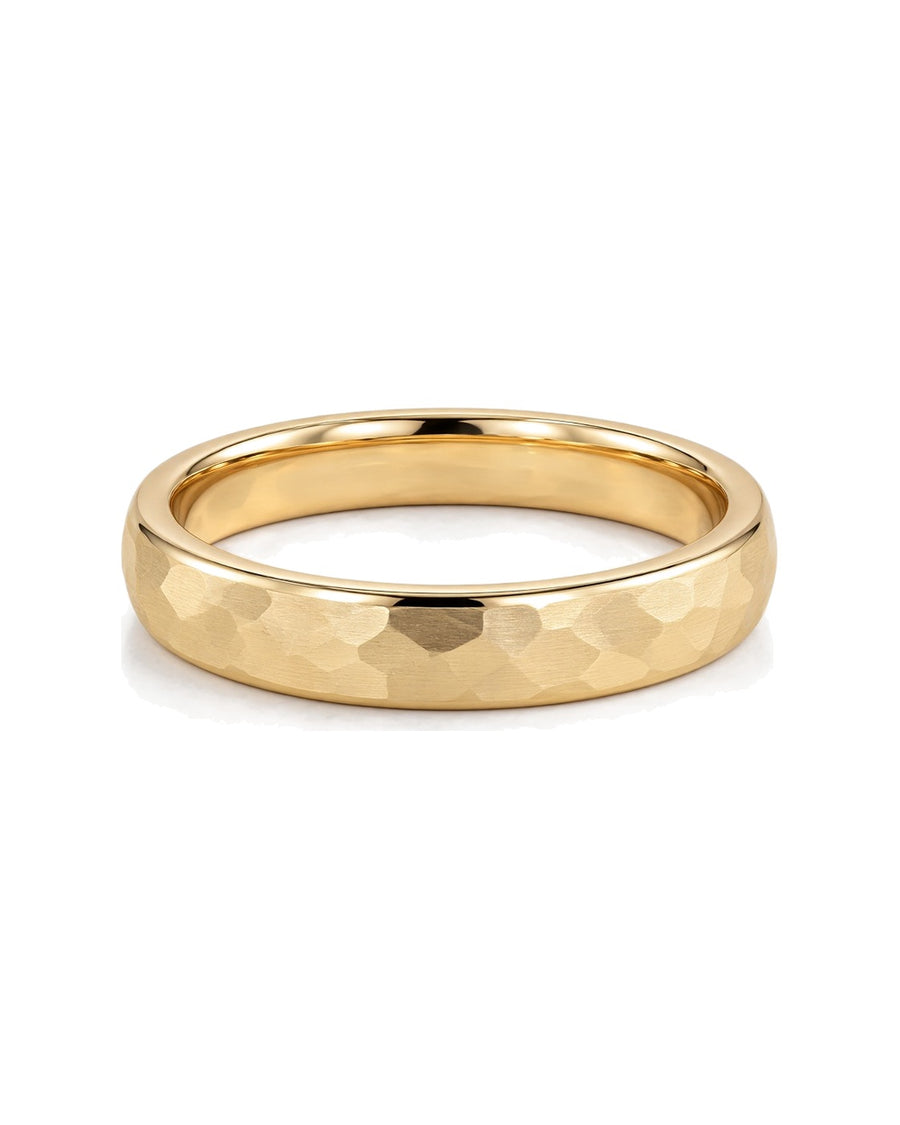 The Satin — Hammered Gold Wedding Band
