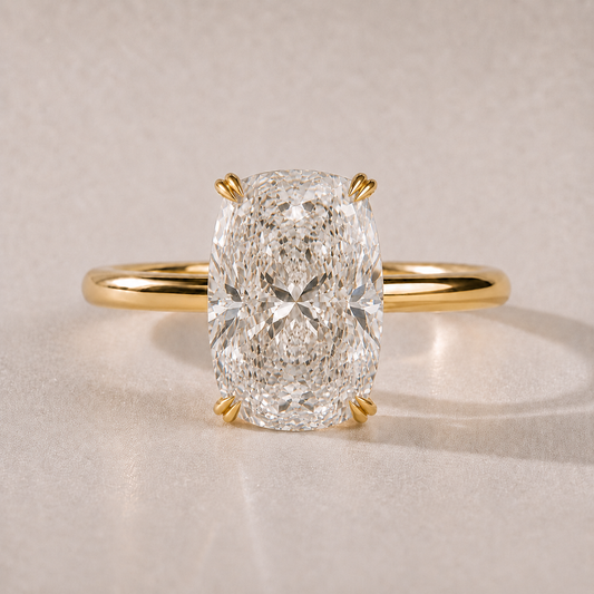 The Brielle — elongated cushion double-claw lab-grown diamond engagement ring in 14K yellow gold