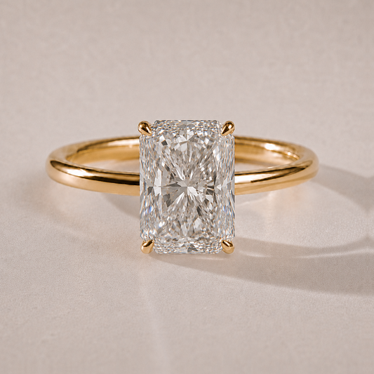 The Cosette — radiant-cut lab-grown diamond engagement ring in 14K yellow gold