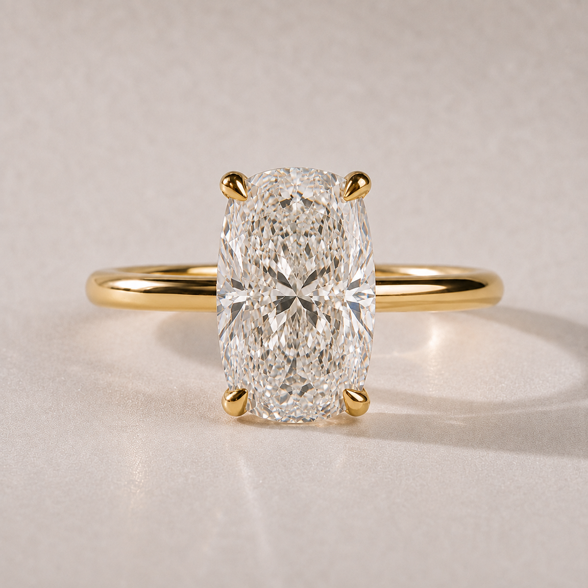 The Maribel — elongated cushion lab-grown diamond solitaire engagement ring in 14K yellow gold