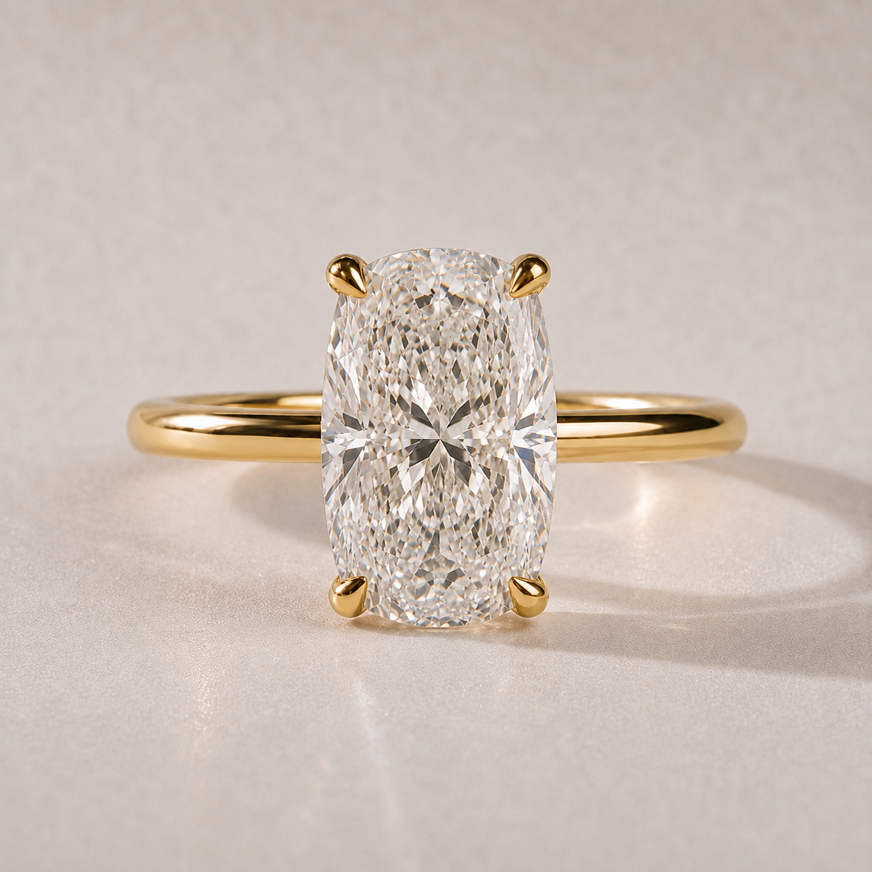 The Maribel — elongated cushion lab-grown diamond solitaire engagement ring in 14K yellow gold