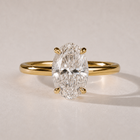 The Nadia — floating oval lab-grown diamond solitaire engagement ring in 14K yellow gold