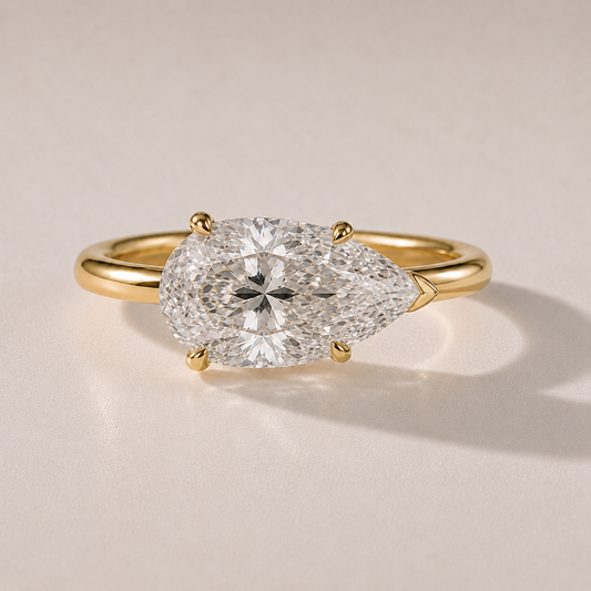 The Noemie — east-west pear lab-grown diamond engagement ring in 14K yellow gold