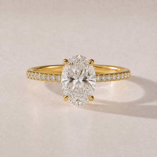 The Viviana oval lab-grown diamond pavé engagement ring in 14K yellow gold